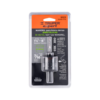 Mandril zanco 7/16" para sierra copa bimetálica TRUPER - Imagen 2
