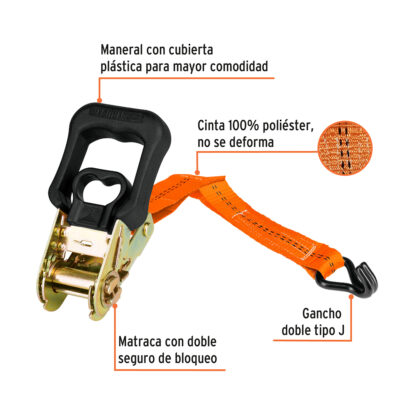 Juego de 2 sujetadores con ratchet carga máxima 1000 kg TRUPER - Imagen 2