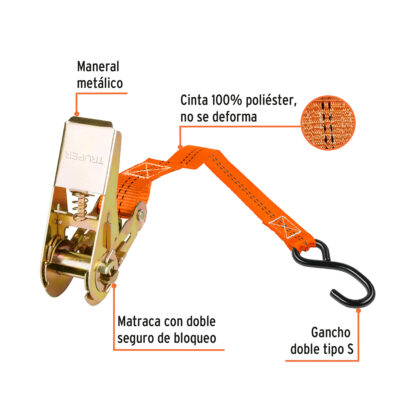 Juego de 2 sujetadores con ratchet carga máxima 408 kg TRUPER - Imagen 2