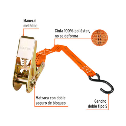 Juego de 2 sujetadores con ratchet carga máxima 675 kg TRUPER - Imagen 2