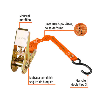 Juego de 4 sujetadores con ratchet carga máxima 675 kg TRUPER - Imagen 2
