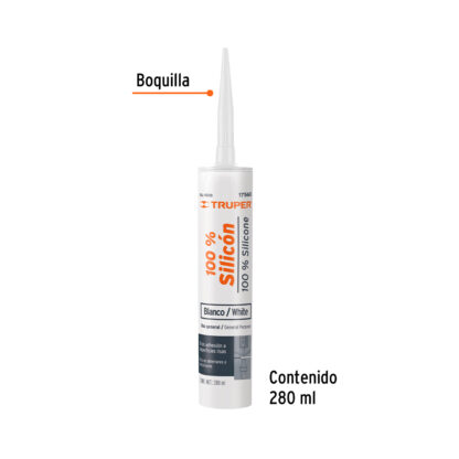 Sellador blanco 100% silicón de 280 ml TRUPER - Imagen 2