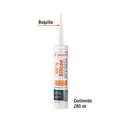 Sellador transparente 100% silicón de 280 ml TRUPER - Imagen 2