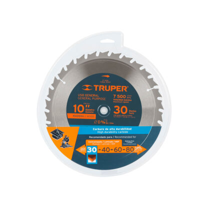 Sierra circular de 10" para madera, 30 dientes centro 5/8" TRUPER - Imagen 2