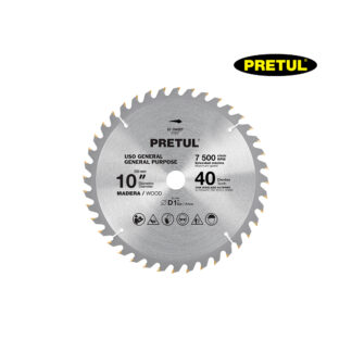 Sierra circular de 10" para madera, 40 dientes PRETUL