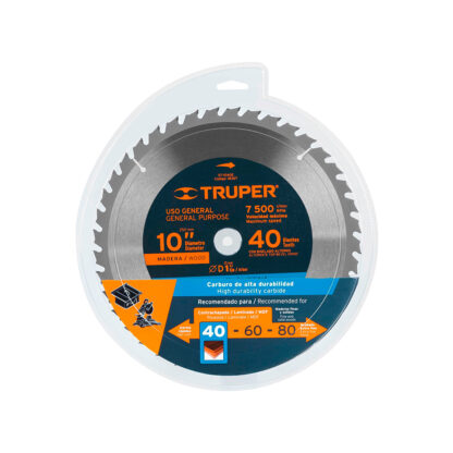 Sierra circular de 10" para madera, 40 dientes TRUPER - Imagen 2