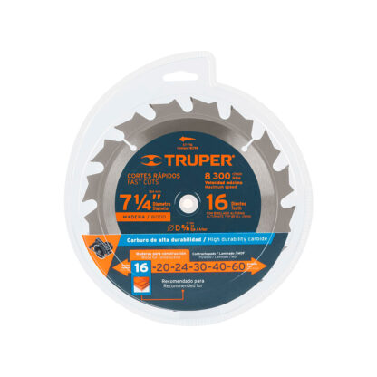 Sierra circular de 7 1/4" para madera, 16 dientes TRUPER - Imagen 2