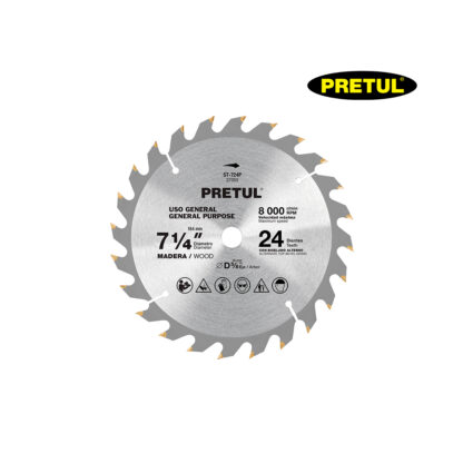 Sierra circular de 7 1/4" para madera, 24 dientes PRETUL