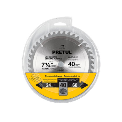 Sierra circular de 7 1/4" para madera, 40 dientes PRETUL - Imagen 2