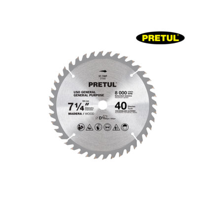 Sierra circular de 7 1/4" para madera, 40 dientes PRETUL