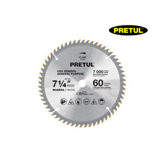 Sierra circular de 7 1/4" para madera, 60 dientes PRETUL