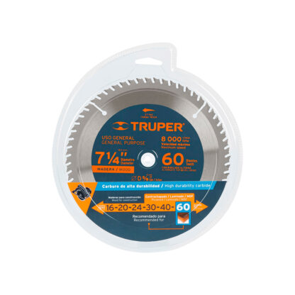 Sierra circular de 7 1/4" para madera, 60 dientes TRUPER - Imagen 2