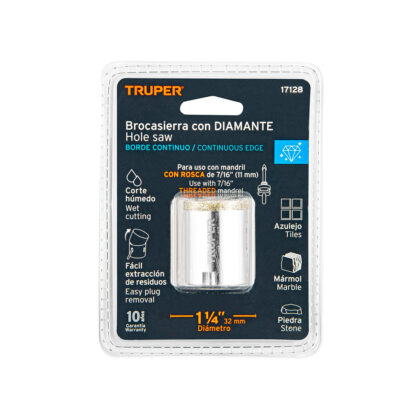 Sierra copa con diamante de 1 1/4" borde continuo TRUPER - Imagen 2
