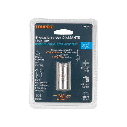 Sierra copa con diamante de 3/4" borde continuo TRUPER - Imagen 2