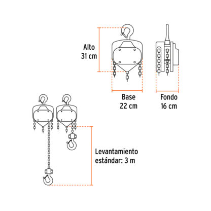 Tecle industrial de cadena 3 toneladas TRUPER - Imagen 2