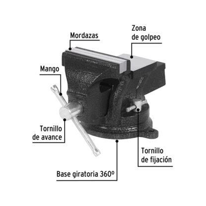 Tornillo de banco 4" de hierro gris PRETUL - Imagen 2