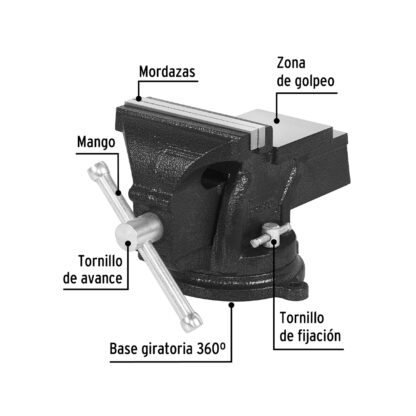Tornillo de banco 5" de hierro gris PRETUL - Imagen 2