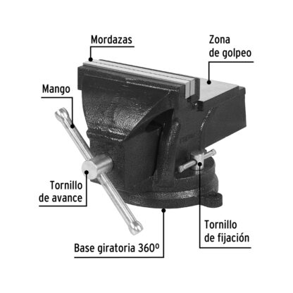 Tornillo de banco 6" de hierro gris PRETUL - Imagen 2