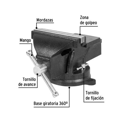 Tornillo de banco 8" de hierro gris PRETUL - Imagen 2