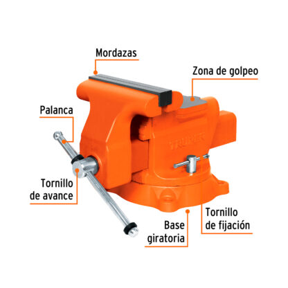 Tornillo de banco 8" industrial de hierro nodular TRUPER - Imagen 2