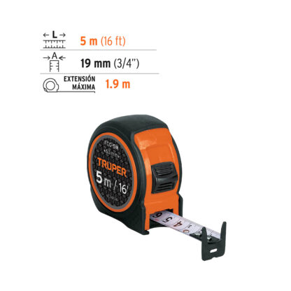 Wincha compacta 5 m resistente a impactos TRUPER - Imagen 2