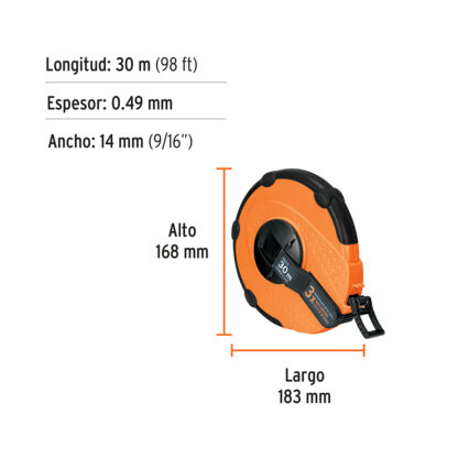 Wincha de fibra de vidrio 30 m carcasa plástica TRUPER - Imagen 2