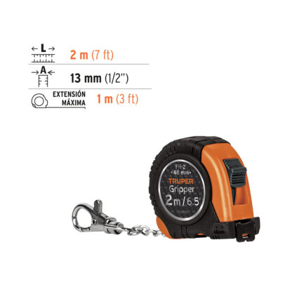 Wincha Gripper 2 m tipo llavero TRUPER - Imagen 2