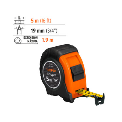 Wincha Gripper 5 m contra impactos TRUPER - Imagen 2