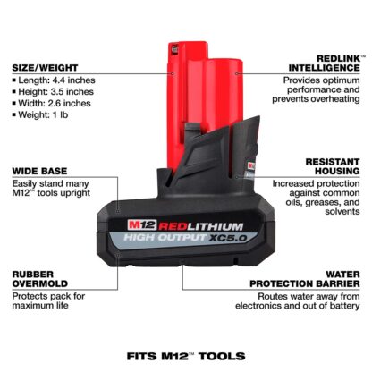 Batería M12 Redlithium High Output XC5.0 Milwaukee - Imagen 2