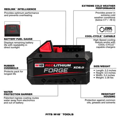 Batería M18 Redlithium Forge XC8.0 Milwaukee - Imagen 2