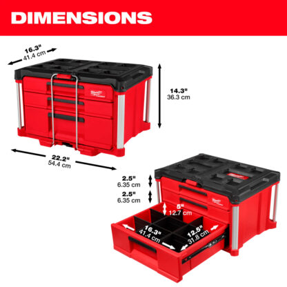 Caja de Herramientas de Tres Cajones y Múltiples Profundidades PACKOUT™ MILWAUKEE - Imagen 3