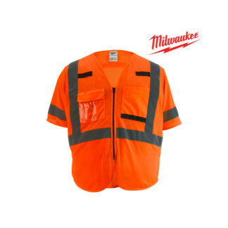 Chaleco de Seguridad de Malla Naranja de Alta Visibilidad Clase 3 Talla L/XL MILWAUKEE