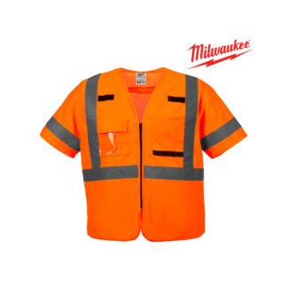 Chaleco de Seguridad Naranja de Alta Visibilidad Clase 3 Talla L/XL MILWAUKEE