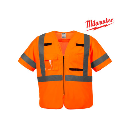 Chaleco de Seguridad Naranja de Alta Visibilidad Clase 3 Talla L/XL MILWAUKEE