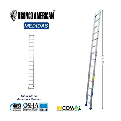 Escalera Arrimo de Aluminio de 14 Pasos BRONCO AMERICAN - Imagen 2