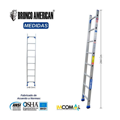 Escalera Arrimo de Aluminio de 8 Pasos BRONCO AMERICAN - Imagen 2