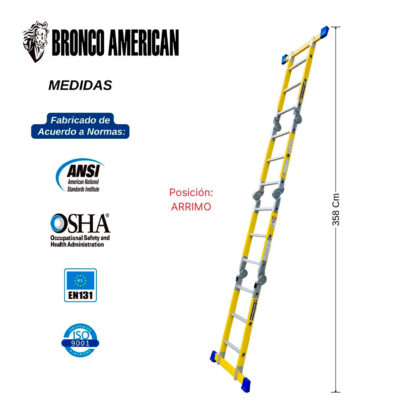 Escalera Fibra de Vidrio Multiposición de 12 Pasos 4x4 Bronco American Ladder - Imagen 4