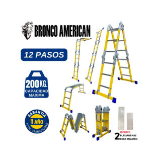 Escalera Fibra de Vidrio Multiposición de 12 Pasos 4x4 Bronco American Ladder