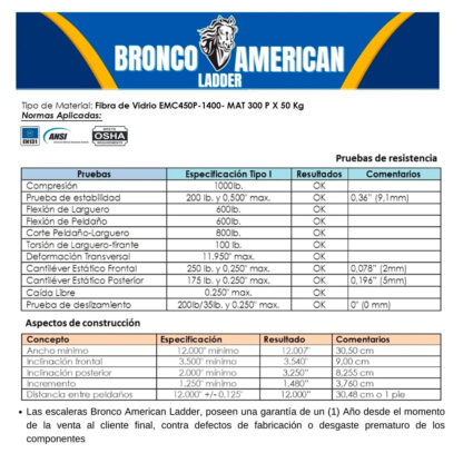 Escalera Fibra de Vidrio Multiposición de 16 Pasos 4x4 Bronco American Ladder - Imagen 4