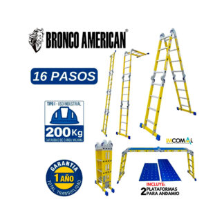 Escalera Fibra de Vidrio Multiposición de 16 Pasos 4x4 Bronco American Ladder