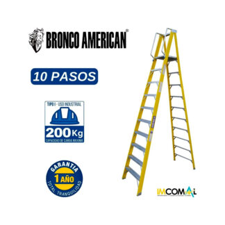 Escalera Fibra de Vidrio Tijera con Plataforma de 10 Pasos Bronco American Ladder