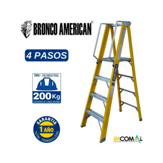 Escalera Fibra de Vidrio Tijera con Plataforma de 4 Pasos Bronco American Ladder