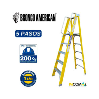 Escalera Fibra de Vidrio Tijera con Plataforma de 5 Pasos Bronco American Ladder