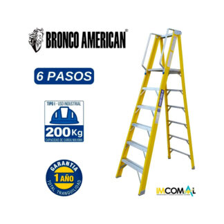Escalera Fibra de Vidrio Tijera con Plataforma de 6 Pasos Bronco American Ladder