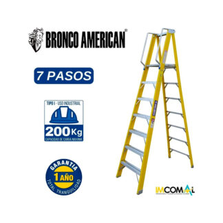 Escalera Fibra de Vidrio Tijera con Plataforma de 7 Pasos Bronco American Ladder