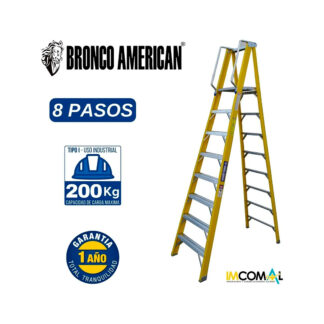 Escalera Fibra de Vidrio Tijera con Plataforma de 8 Pasos Bronco American Ladder