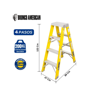Escalera Fibra de Vidrio Tijera Doble Acceso de 4 Pasos Bronco American Ladder