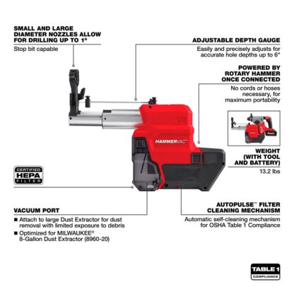 Extractor De Polvo M18 Fuel Hammervac De 1" Milwaukee - Imagen 3