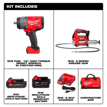 Kit Combinado De Pistola Engrasadora y Llave De Impacto De 1/2" Con Anillo De Fricción M18 Fuel Milwaukee - Imagen 6