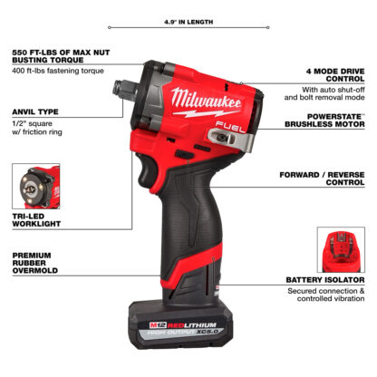 Kit De Llave De Impacto M12 Fuel De 1/2" Milwaukee - Imagen 2